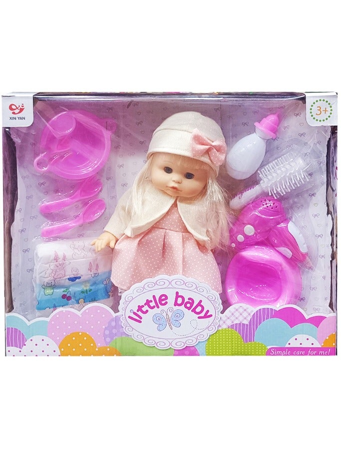 little baby no.3699b doll with food and beauty tools