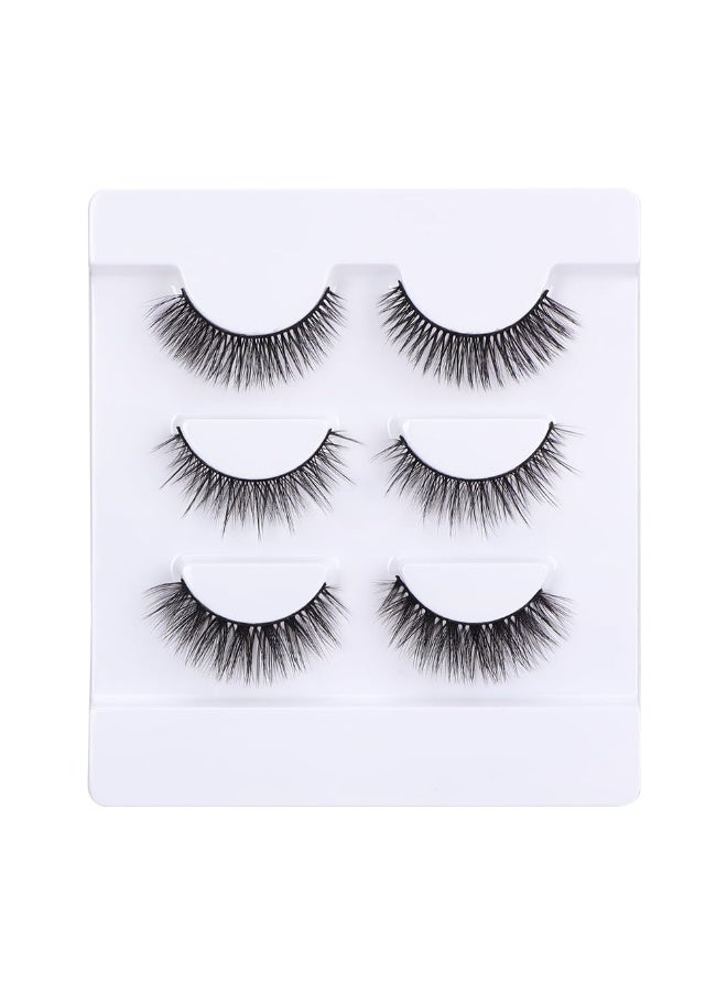 CALAILIS False Eyelash, Eye Makeup Lash 3D Faux Mink Fake Eyelash Long Natural Eyelashes 3 Pairs with 5g False Eyelash Glue (CS12) - Image 1