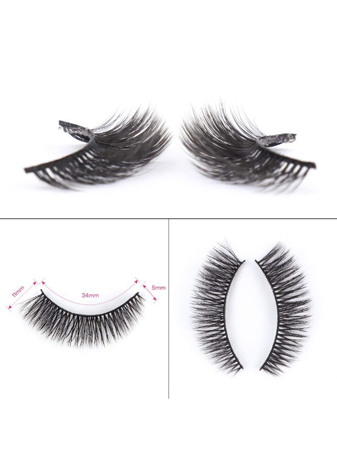 CALAILIS False Eyelash, Eye Makeup Lash 3D Faux Mink Fake Eyelash Long Natural Eyelashes 3 Pairs with 5g False Eyelash Glue (CS12) - Image 5