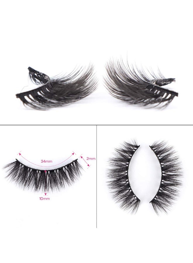 CALAILIS False Eyelash, Eye Makeup Lash 3D Faux Mink Fake Eyelash Long Natural Eyelashes 3 Pairs with 5g False Eyelash Glue (CS12) - Image 3
