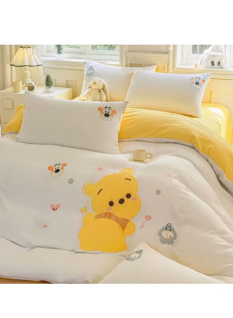Fitted Sheet Style — High End Cartoon Pattern Washed Cotton Bedding Four Piece Set - Image 1