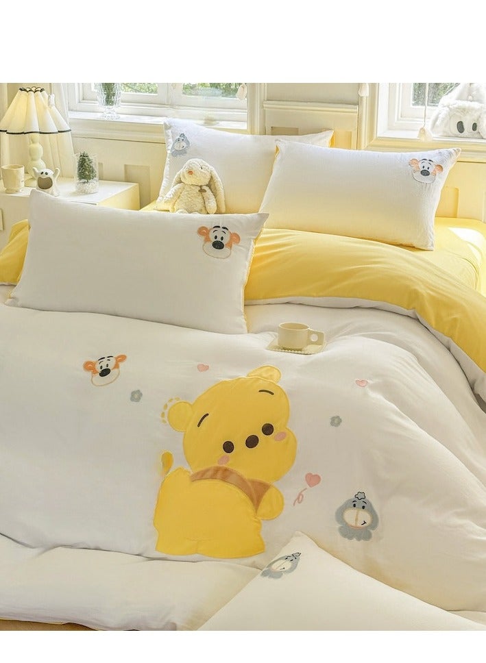 Fitted Sheet Style — High End Cartoon Pattern Washed Cotton Bedding Four Piece Set - Image 2