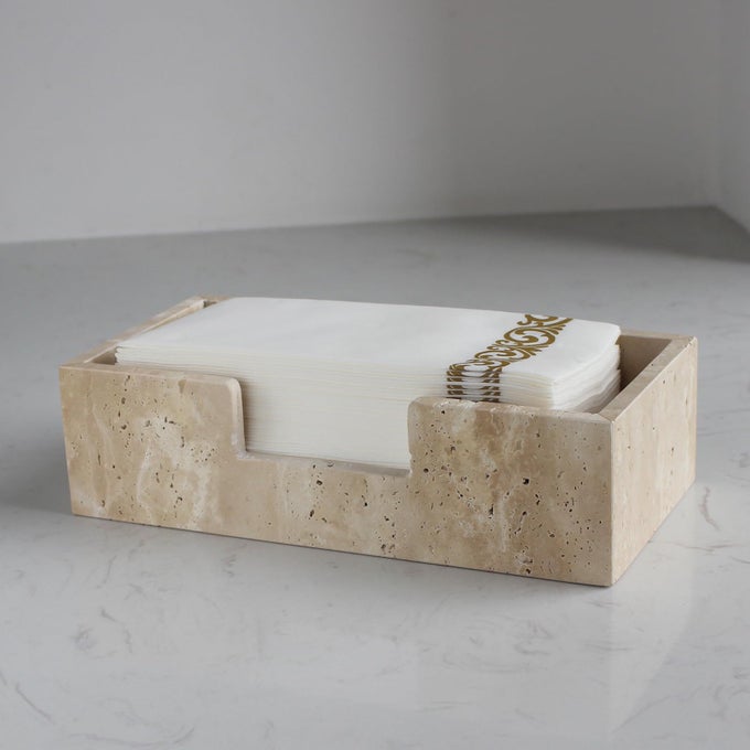 NATURAL TRAVERTINE NAPKIN HOLDER 98X49X28 GUEST TOWEL HOLDER PAPER HAND BASKET FOR BATHROOMKITCHENRESTAURANT