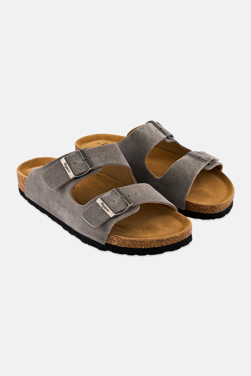 Algspar Men Buckle Slip On Cork Sandals, Grey  - Image 1