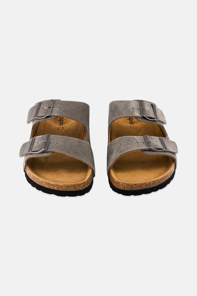 Algspar Men Buckle Slip On Cork Sandals, Grey  - Image 4