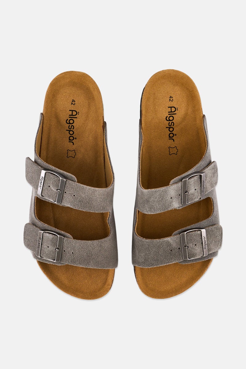 Algspar Men Buckle Slip On Cork Sandals, Grey  - Image 3
