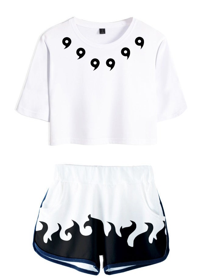 KUYING New Naruto Crop Top Short T Shorts Set  - Image 1