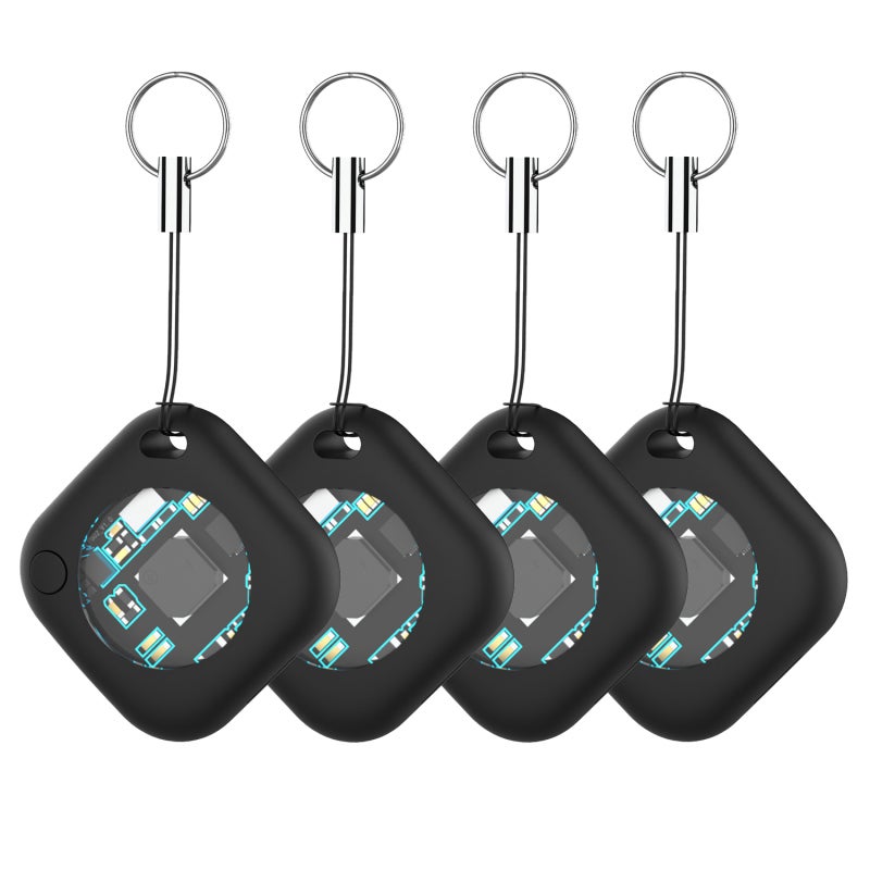 Pet Locator: 4pcs Black MFi Certified - Ultra-long 10 Month Standby Bluetooth Tracker for Apple Device Users, Pet Owners and Item Loss Prevention - Image 1