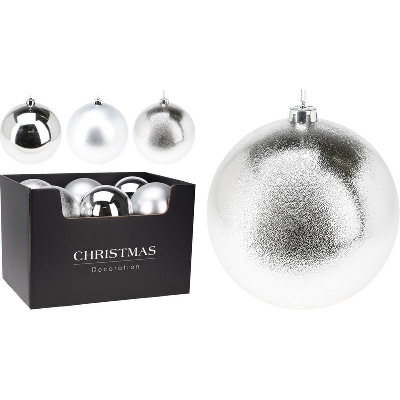 Koopman Christmas Ball, Xmas Ornament, Holiday Seasonal Decoration for Tree, Home, Party & Festive Display, Assorted 1 piece– 180mm Silver - Image 1