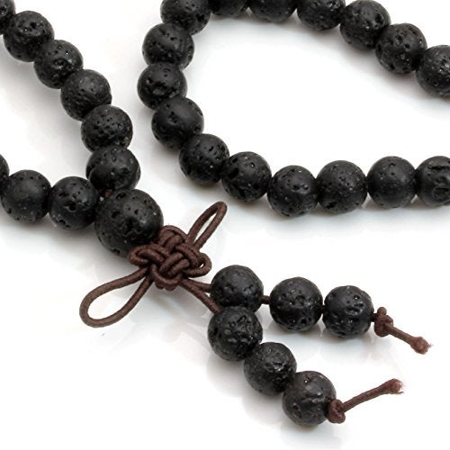 MILAKOO 8mm Natural Lava Rock Stone 108 Buddhist Prayer Beads Tibetan Mala Bracelet Necklace… - Image 5