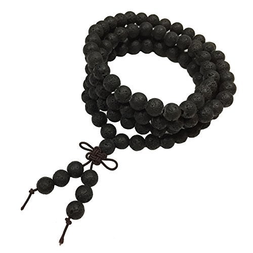 MILAKOO 8mm Natural Lava Rock Stone 108 Buddhist Prayer Beads Tibetan Mala Bracelet Necklace… - Image 2