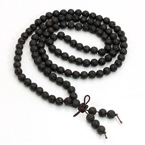 MILAKOO 8mm Natural Lava Rock Stone 108 Buddhist Prayer Beads Tibetan Mala Bracelet Necklace… - Image 3
