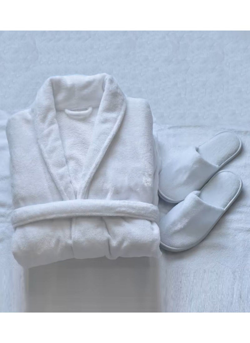 MAXQON Pack Of 2 - Bathrobes (Unisex) - 100% Cotton Terry Highly Absorbent Super Soft Bathrobes For Women & Men- Adult Size, Color White  - Image 3
