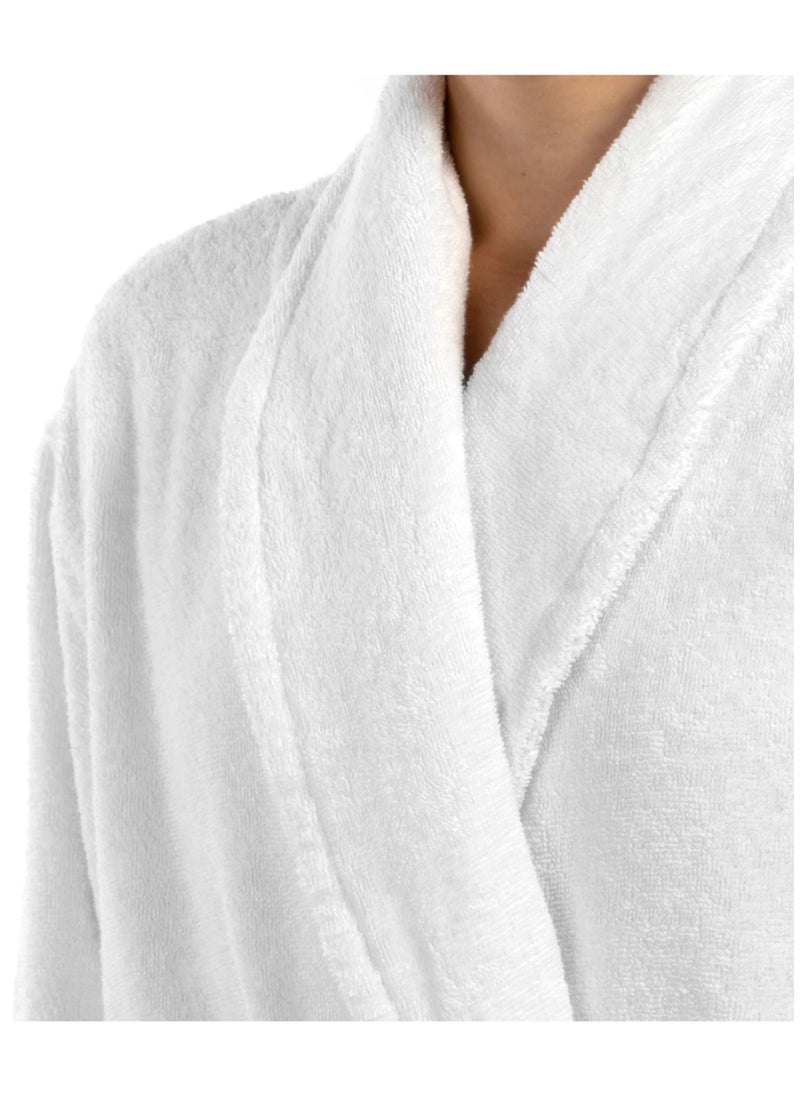 MAXQON Pack Of 2 - Bathrobes (Unisex) - 100% Cotton Terry Highly Absorbent Super Soft Bathrobes For Women & Men- Adult Size, Color White  - Image 4