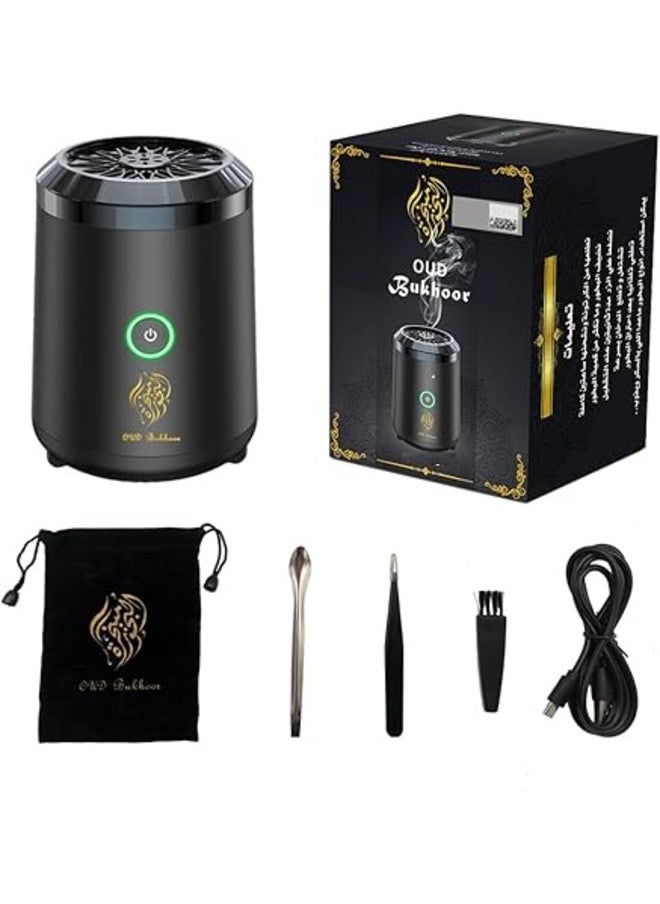 Oud Bukhoor - Electric Mini Incense Burner Portable USB Rechargeable Black - Image 1