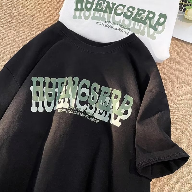 Short-Sleeved Men'S Fashionable Brand Fashion T-Shirt American Style High Street Cotton T-Shirt Teenage Men'S Handsome Student Summer Top Printed - Image 5