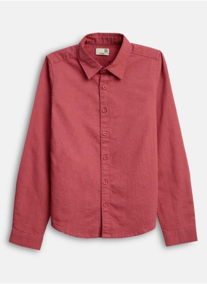 Bonkids - Boy's shirts in regular fit cheary colour cotton fabric embellished pattern pull over closure woven weave type round collar type round neckline half sleeve length button down upper body wear type suitable for casual occasions – timeless style with a playful twist! - Image 1