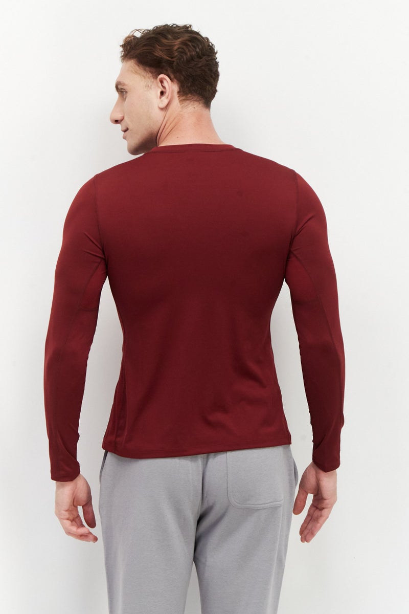 New Balance Men Sportswear Fit Long Sleeves Training T-Shirt, Maroon  - Image 2