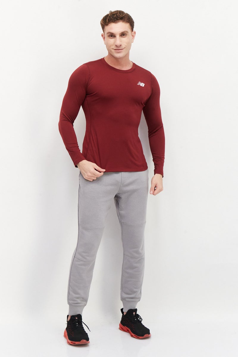 New Balance Men Sportswear Fit Long Sleeves Training T-Shirt, Maroon  - Image 4