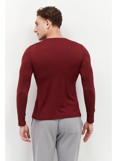 New Balance Men Sportswear Fit Long Sleeves Training T-Shirt, Maroon  - Image 5