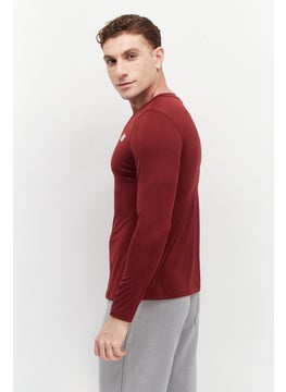 New Balance Men Sportswear Fit Long Sleeves Training T-Shirt, Maroon  - Image 3