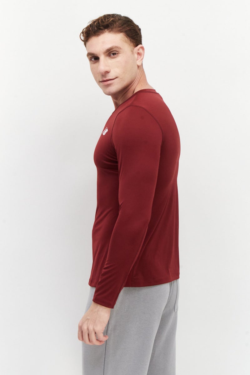 New Balance Men Sportswear Fit Long Sleeves Training T-Shirt, Maroon  - Image 3