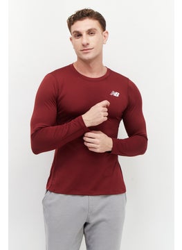 New Balance Men Sportswear Fit Long Sleeves Training T-Shirt, Maroon  - Image 1