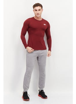 New Balance Men Sportswear Fit Long Sleeves Training T-Shirt, Maroon  - Image 4