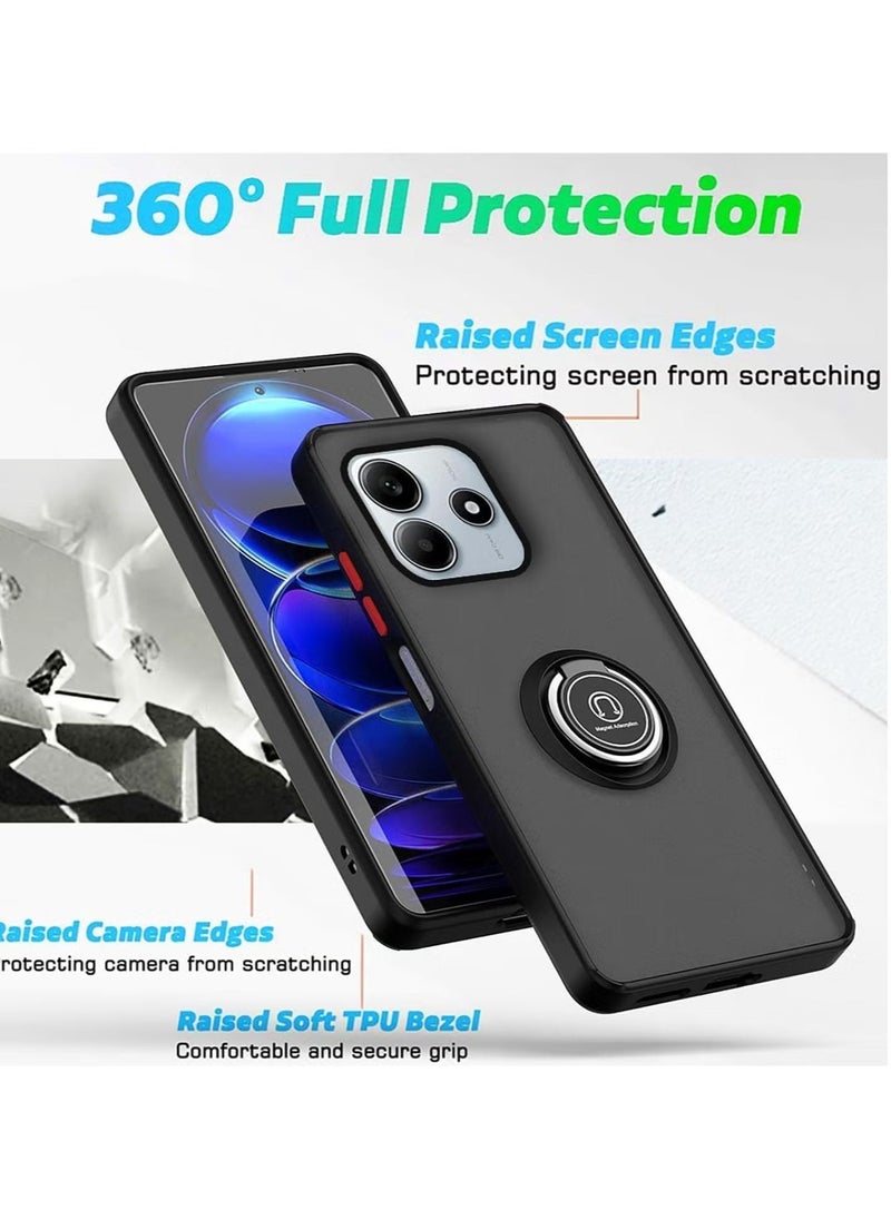 JAJEEK - Xiaomi Redmi Note 14 5G Case Cover – Magnetic Car Mount Holder, Rotational Metal Ring Grip, Kickstand, Shockproof TPU Bumper – Durable and Protective Case for Redmi Note 14 5G with Full Access to Ports - Image 1