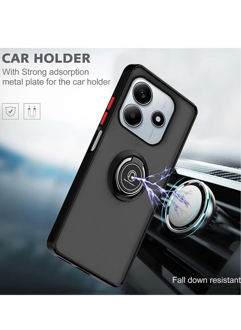 JAJEEK - Xiaomi Redmi Note 14 5G Case Cover – Magnetic Car Mount Holder, Rotational Metal Ring Grip, Kickstand, Shockproof TPU Bumper – Durable and Protective Case for Redmi Note 14 5G with Full Access to Ports - Image 1