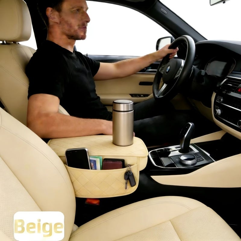 غطاء مسند ذراع السيارة الأسود مع حقيبة تخزين جانبية، نمط مرتفع عالمي، متين - Image 4