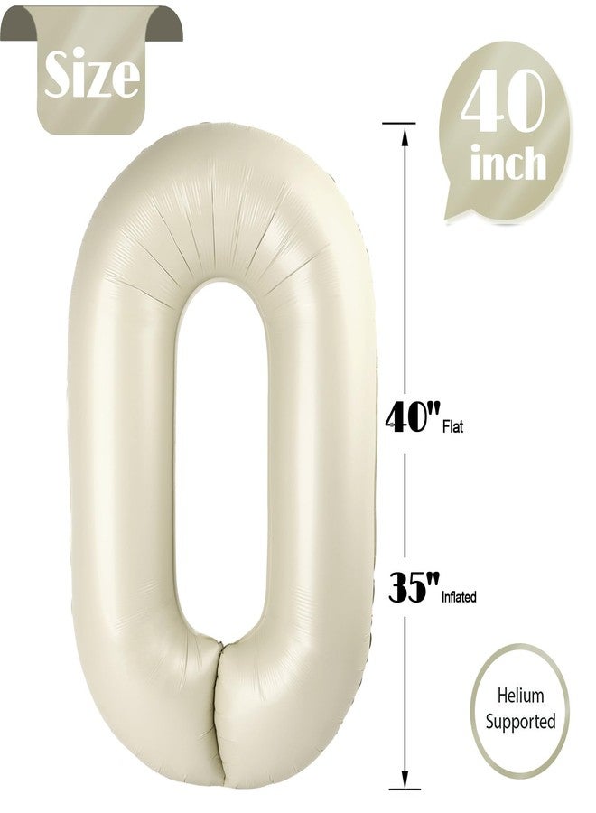 IWERP Cream White Number Balloon 40 Inch, Cream 0 Number Balloons, 10 20 30 40 50 Numbers Balloon Birthday Decorations, Ivory Party Supplies for Women Men - Image 5