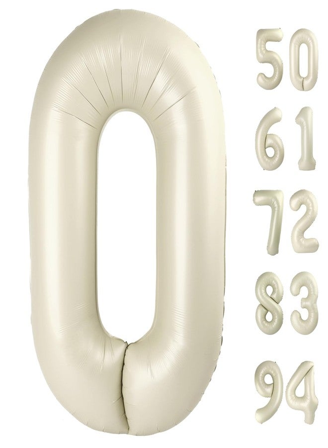 IWERP Cream White Number Balloon 40 Inch, Cream 0 Number Balloons, 10 20 30 40 50 Numbers Balloon Birthday Decorations, Ivory Party Supplies for Women Men - Image 1