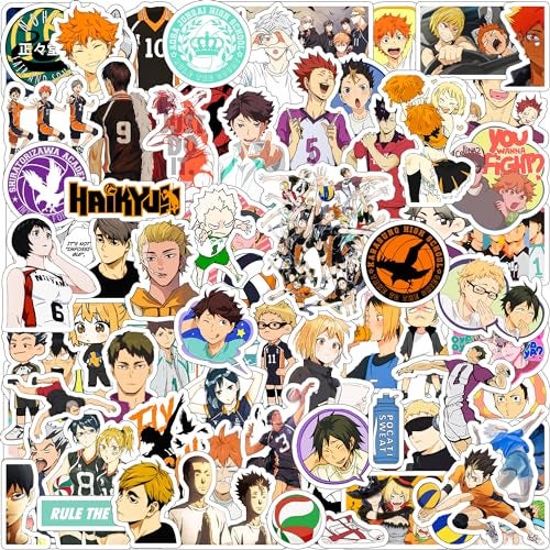 Thepaper9store Paper9store Pack of 80+ Haikyuu Stickers for Laptop, Phone Case, Guitar, Bike, Pc, Scrapbook etc. Waterproof Glossy Laminated Residue Free Anime Stickers - Image 1