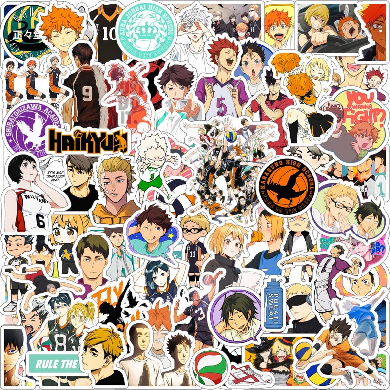 Thepaper9store Paper9store Pack of 80+ Haikyuu Stickers for Laptop, Phone Case, Guitar, Bike, Pc, Scrapbook etc. Waterproof Glossy Laminated Residue Free Anime Stickers - Image 2