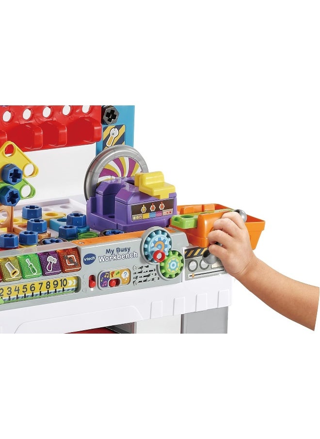 vtech My Busy Workbench, Interactive Toddler Toy, Pretend Play Tools, 100+ Pieces, Lights, Music & Sounds, Kids Gifts 3, 4, 5 + Years, English Version  - Image 4