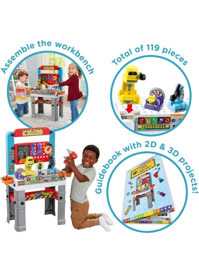 vtech My Busy Workbench, Interactive Toddler Toy, Pretend Play Tools, 100+ Pieces, Lights, Music & Sounds, Kids Gifts 3, 4, 5 + Years, English Version  - Image 2
