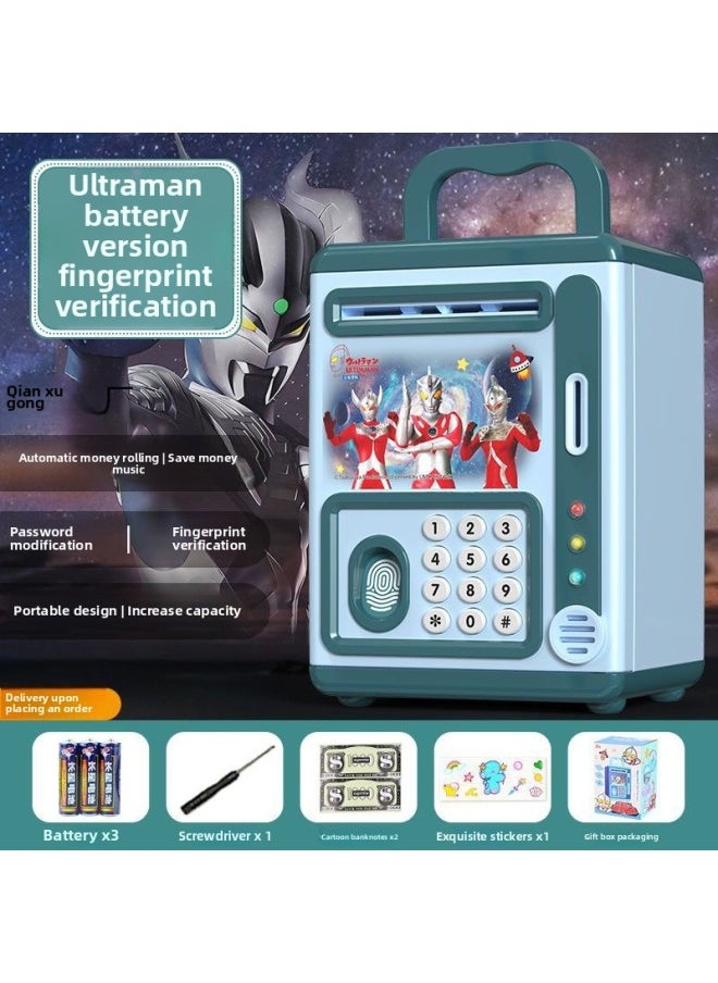 Creative Ultraman Piggy Bank Large Capacity Children Can't Fall Bad Only Can't Get In And Out Boys Piggy Bank Can Fall Bad Anti-fall-Color:Ace Monster [fingerprint Password Lock/music] Blue-Size:Battery Version