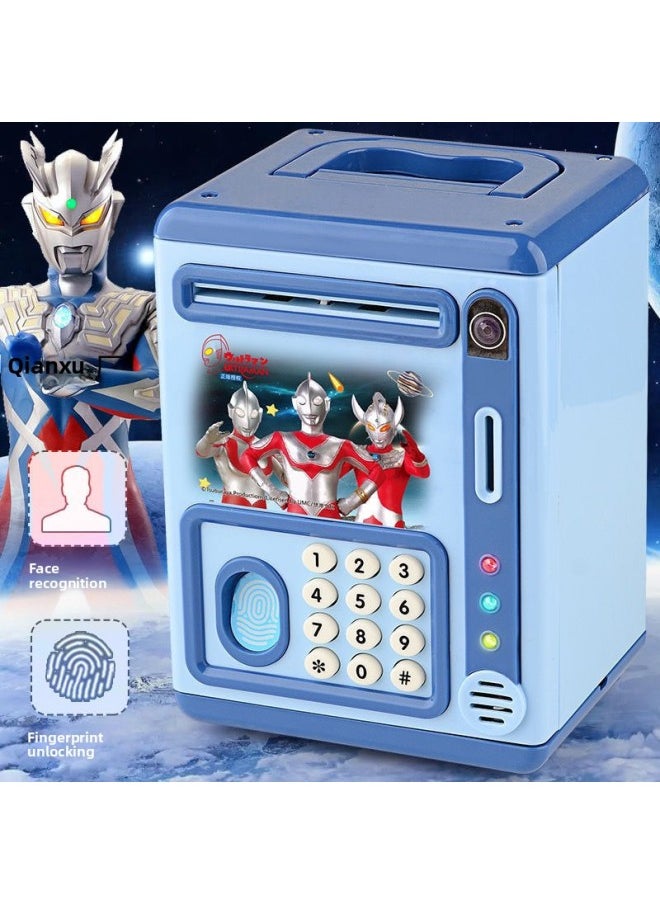 Creative Ultraman Piggy Bank Large Capacity Children Can't Fall Bad Only Can't Get In And Out Boys Piggy Bank Can Fall Bad Anti-fall-Color:Ace Monster [fingerprint Password Lock/music] Blue-Size:Battery Version