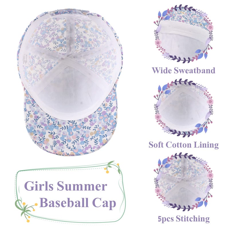 Zsedrut Girls Baseball Cap Toddler Cotton Sun Hat Kids Trucker Hats Infant Lightweight Ball Caps Spring Summer (2-5Y, Purple Grape) - Image 3
