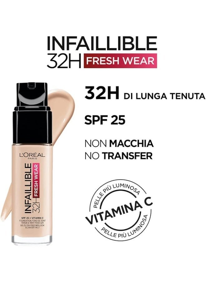 لوريال باريس كريم أساس إنفيليبل يدوم 32 ساعة بثبات منعش، رقم 015 بورسلين - عامل حماية من الشمس 25 + فيتامين سي - Image 3