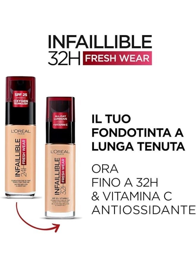 لوريال باريس كريم أساس إنفيليبل يدوم 32 ساعة بثبات منعش، رقم 015 بورسلين - عامل حماية من الشمس 25 + فيتامين سي - Image 2