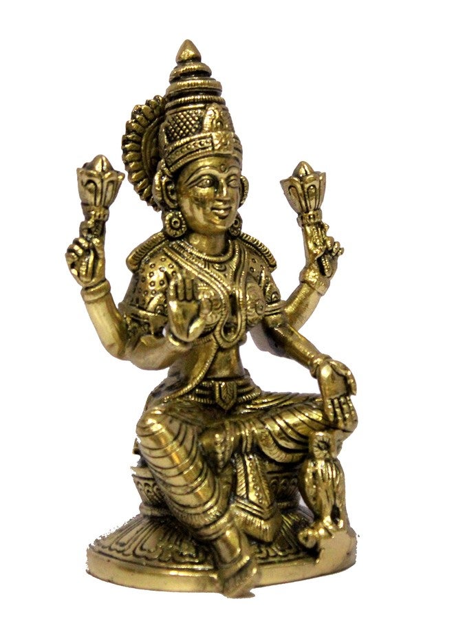 ESPLANADE Brass Laxmi Lakshmi Goddess Murti Idol Statue Figurine Sculpture | Pooja Idols - Home Decor | Golden - 6.75" Inches - Image 5
