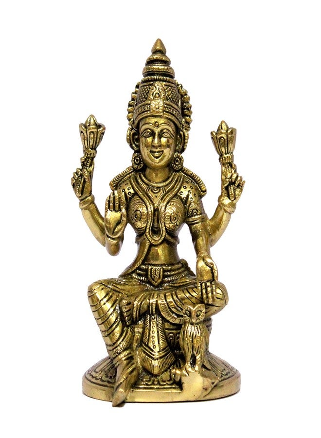 ESPLANADE Brass Laxmi Lakshmi Goddess Murti Idol Statue Figurine Sculpture | Pooja Idols - Home Decor | Golden - 6.75" Inches - Image 3