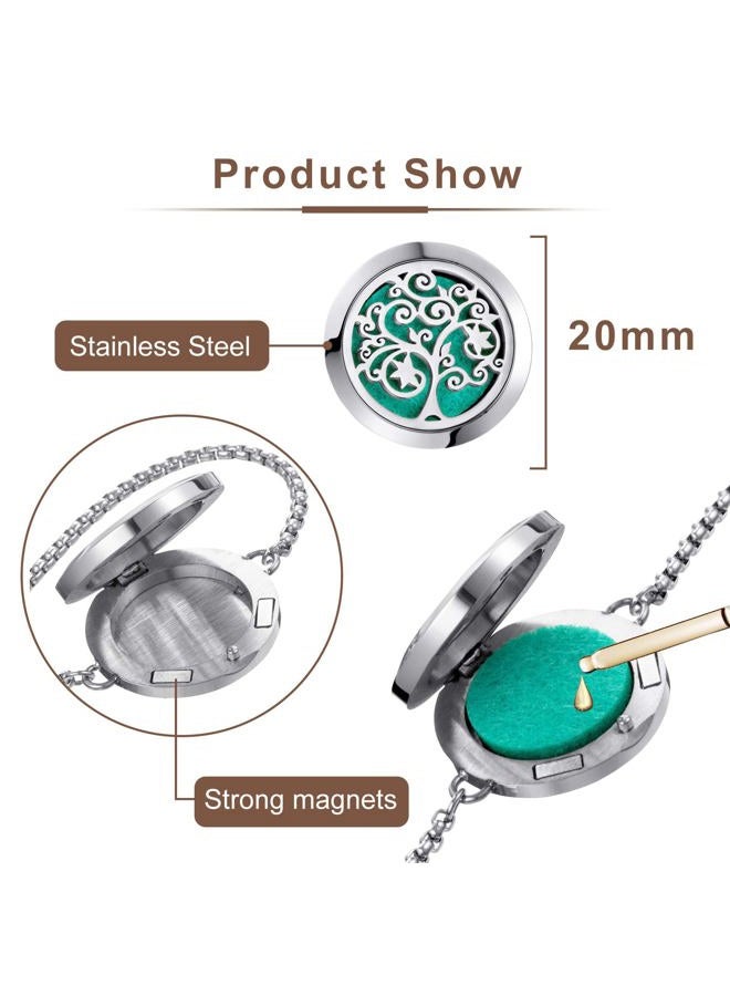 ttstar Essential Oil Diffuser Bracelet Stainless Steel Aromatherapy Locket Adjustable Diffuser Bracelet with 24pcs Refill Pads in 12 Colors Gift Set for Women Girls Mother's Day Christma(Tree of Hope) - Image 3