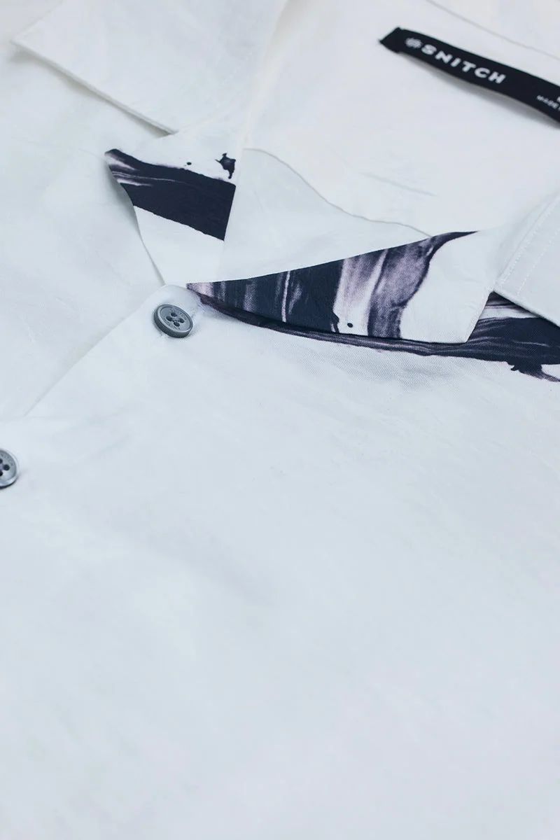 SNITCH White Abstract Cuban Box Fit Shirt