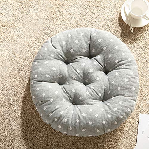 The Purple Tree Printed Round Chair Cushion Chair Pad (Pack of 1, 40x40 cm) Outdoor Patio, Quilted Chair Cushion, seat pad, Ergonomic Pillow, Chair Pillow (Grey Star) - Image 1