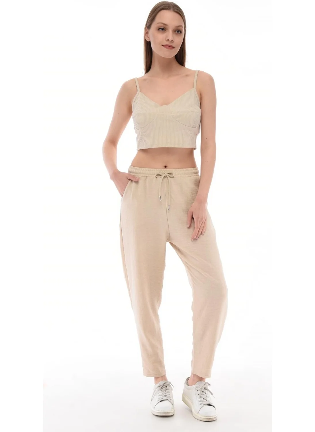 سيدي دينيم Women's Synthetic Linen High Waist Elastic Skinny Leg Mom Pants C611