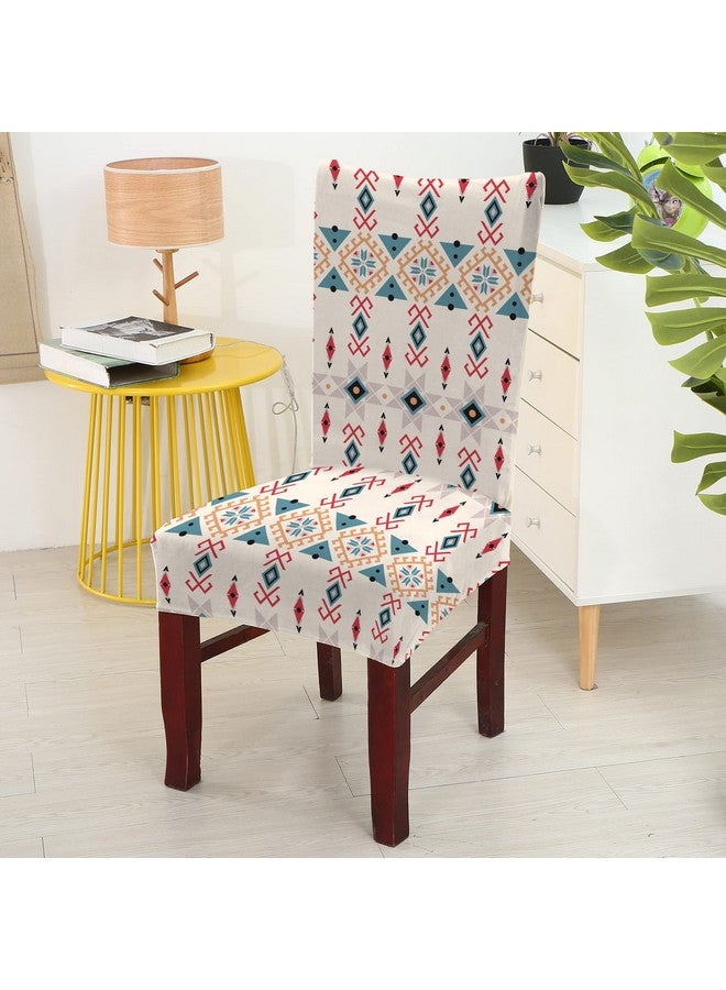 BRIDA® Polyester Spandex Stretchable Floral Geometric Printed Dining Chair Covers Elastic Chair Seat Case Protector, Slipcovers (4 Chair Cover, Ethnic Arrow) - Image 3
