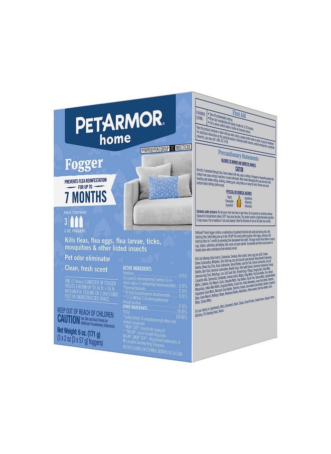 PetArmor PetArmor Home Fogger, Kills Fleas, Ticks, Mosquitoes & Other Listed Insects, Helps Eliminate Pet Odor, Clean Fresh Scent, Protects for 7 Months, 3 2oz Canisters  - Image 1